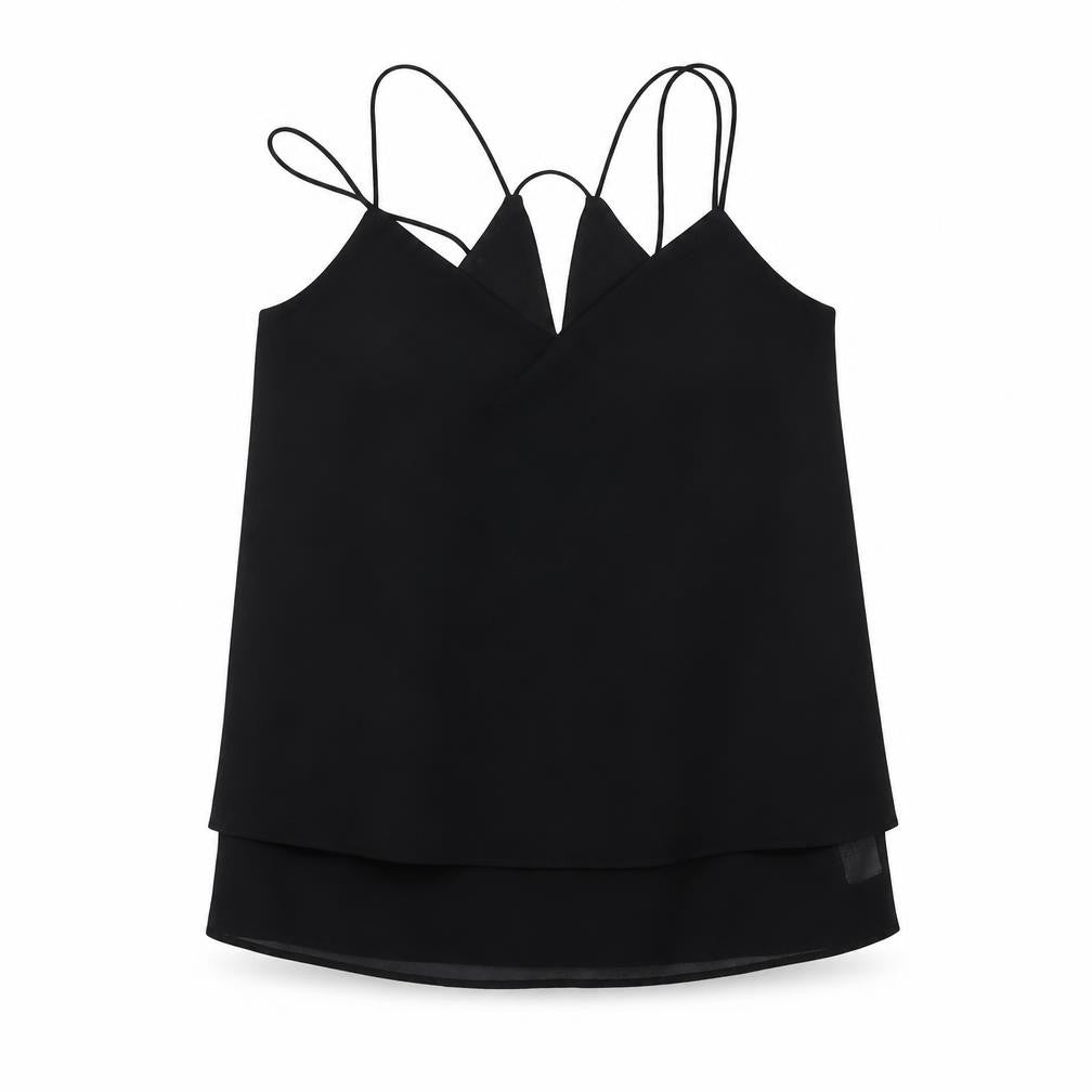 New Look Womens Black Polyester Basic Tank Size 10 V-Neck
