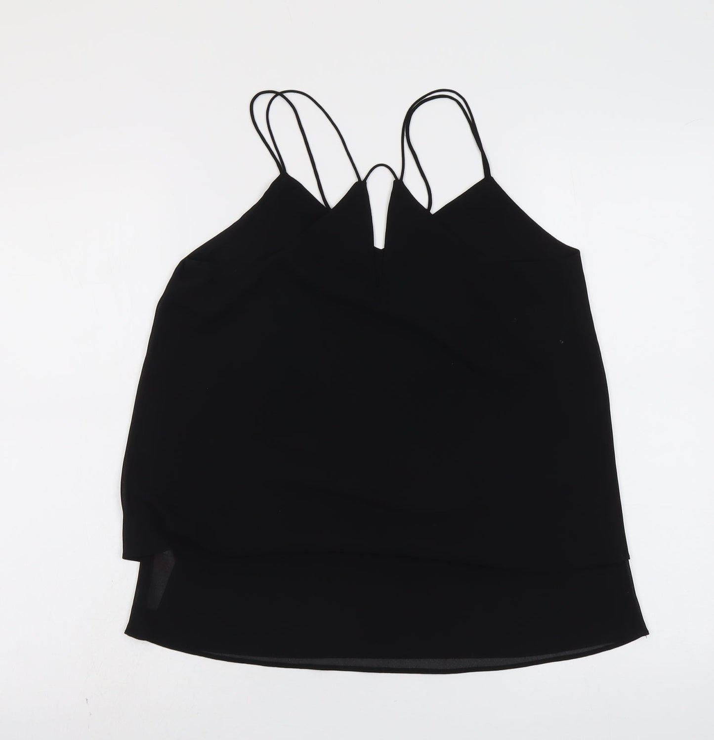 New Look Womens Black Polyester Basic Tank Size 10 V-Neck