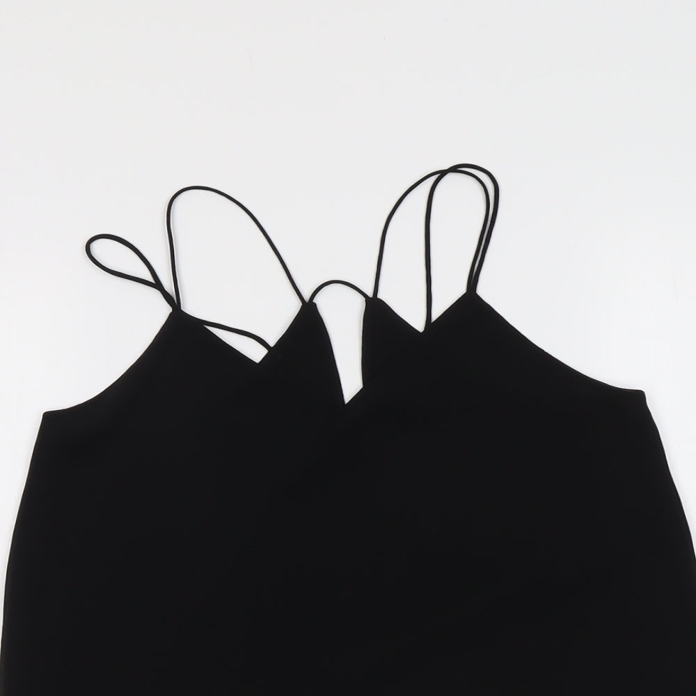 New Look Womens Black Polyester Basic Tank Size 10 V-Neck