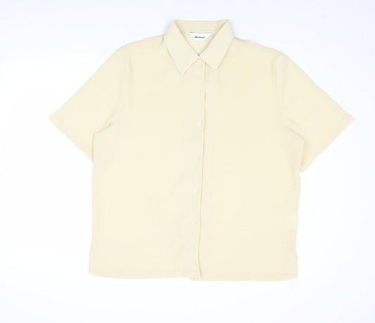 Damart Womens Yellow Polyacrylate Fibre Basic Button-Up Size 16 Collared