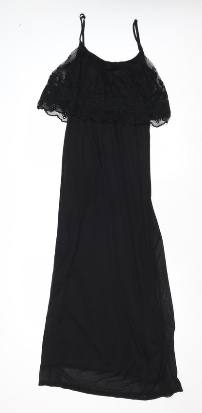 Preloved Miss Selfridge Womens Black Polyester Maxi Size 10 Round Neck Pullover - Front