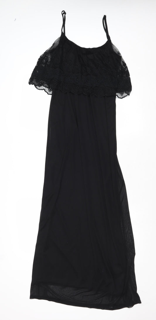 Miss Selfridge Womens Black Polyester Maxi Size 10 Round Neck Pullover