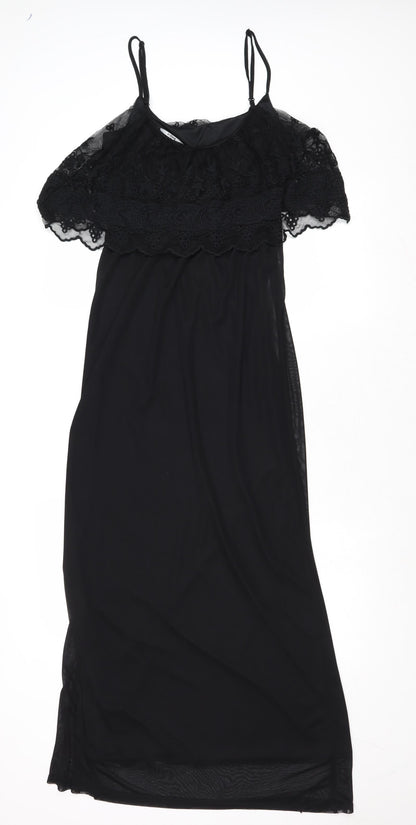 Preloved Miss Selfridge Womens Black Polyester Maxi Size 10 Round Neck Pullover - Back