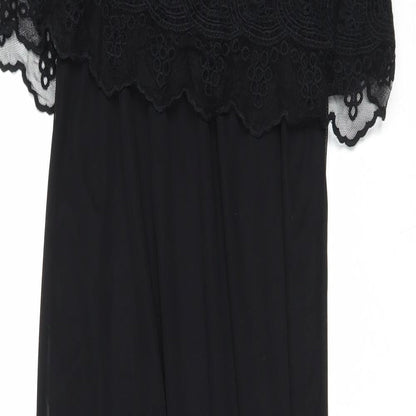Preloved Miss Selfridge Womens Black Polyester Maxi Size 10 Round Neck Pullover - Detail