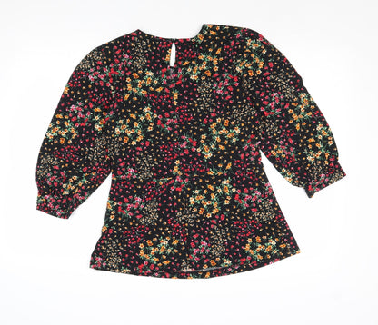 Preloved dusk Womens Multicoloured Floral Polyester Basic Blouse Size 12 Round Neck - Back