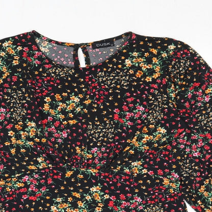 Preloved dusk Womens Multicoloured Floral Polyester Basic Blouse Size 12 Round Neck - Detail
