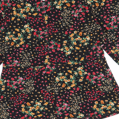 Preloved dusk Womens Multicoloured Floral Polyester Basic Blouse Size 12 Round Neck - Label