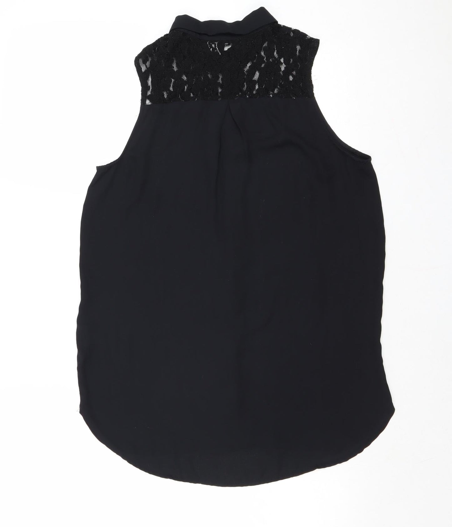 Divided by H&M Womens Black Polyester Basic Button-Up Size 10 Collared - Lace Detail