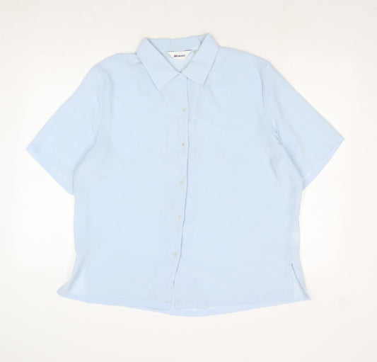 Damart Womens Blue Polyester Basic Button-Up Size 16 Collared