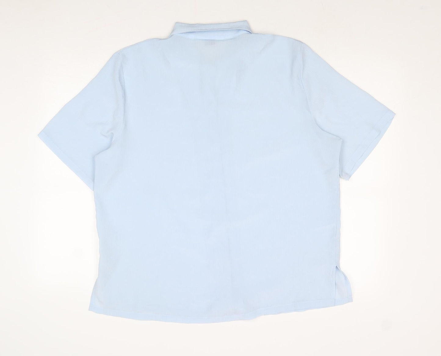 Damart Womens Blue Polyester Basic Button-Up Size 16 Collared