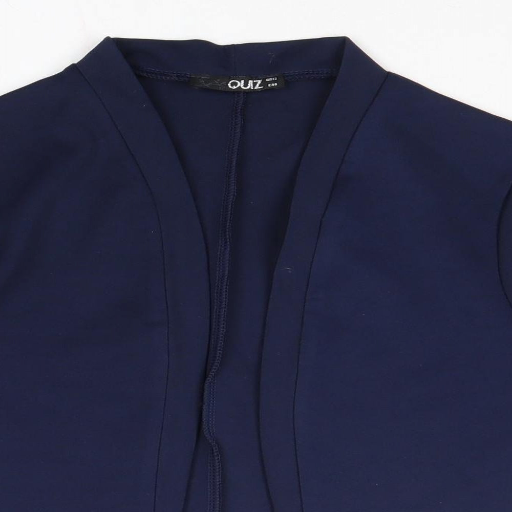 Preloved Quiz Womens Blue V-Neck Polyester Cardigan Jumper Size 12 - Detail