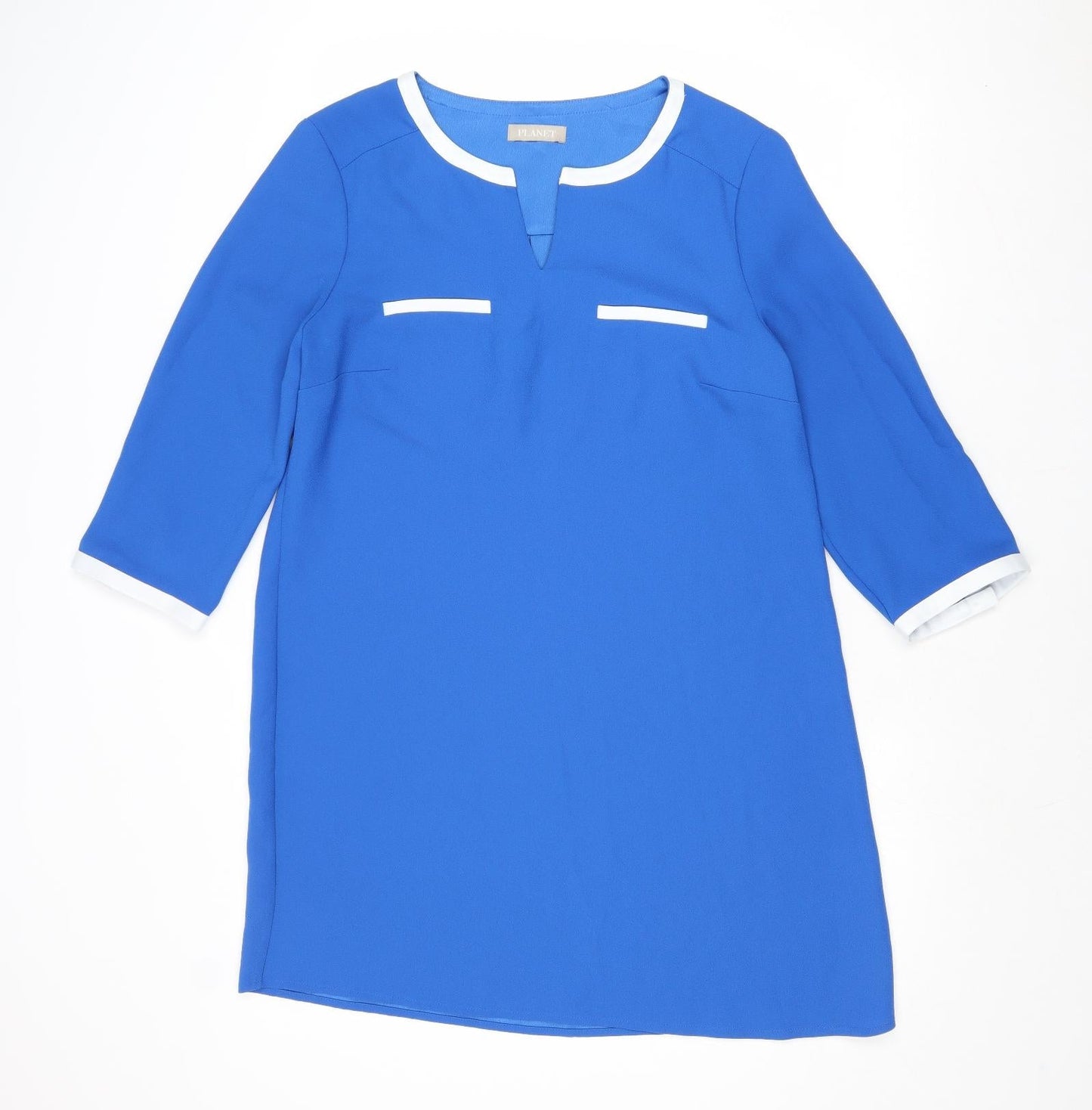 Planet Womens Blue Polyester A-Line Size 12 V-Neck Pullover