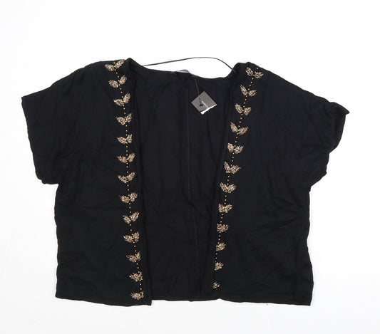 Dorothy Perkins Womens Black V-Neck Viscose Cardigan Jumper Size XS - Embellished