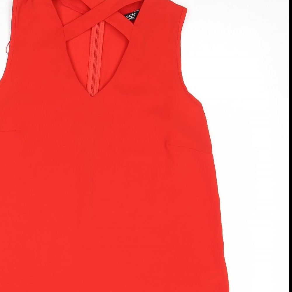 Select Womens Red Polyester Basic Tank Size 12 V-Neck