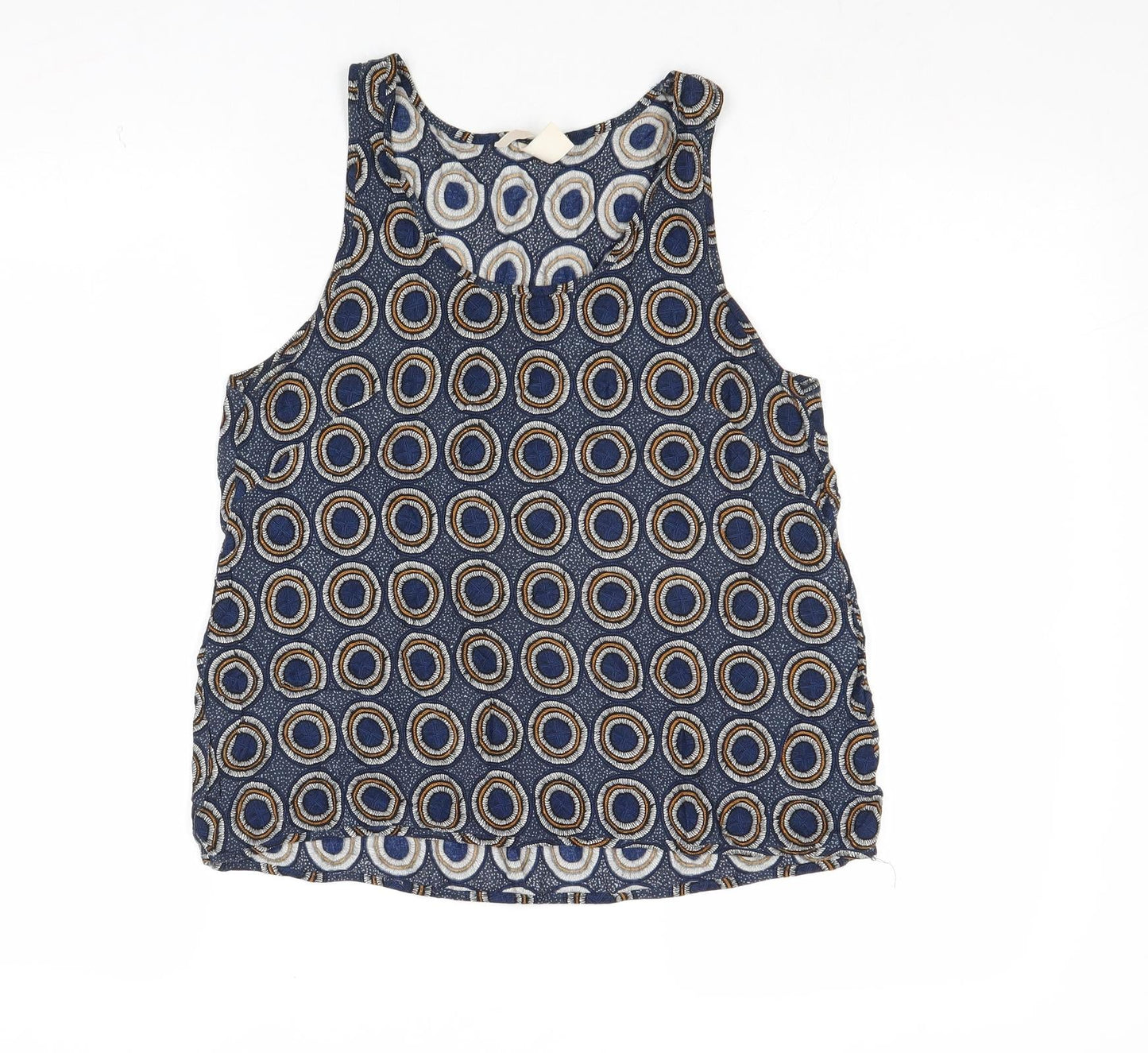 H&M Womens Multicoloured Geometric Polyester Basic Tank Size 6 Scoop Neck