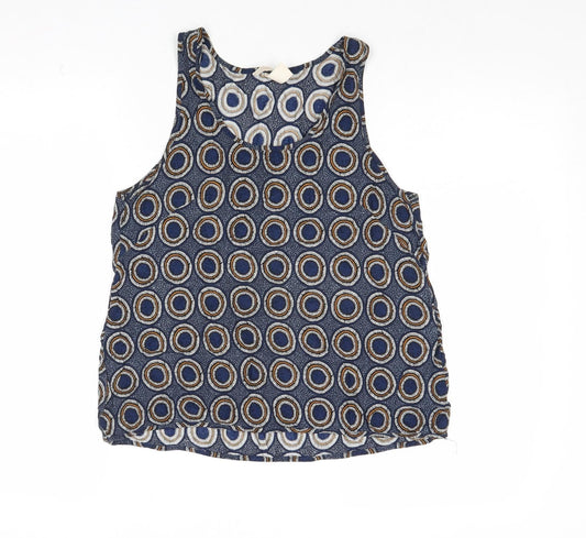 H&M Womens Multicoloured Geometric Polyester Basic Tank Size 6 Scoop Neck