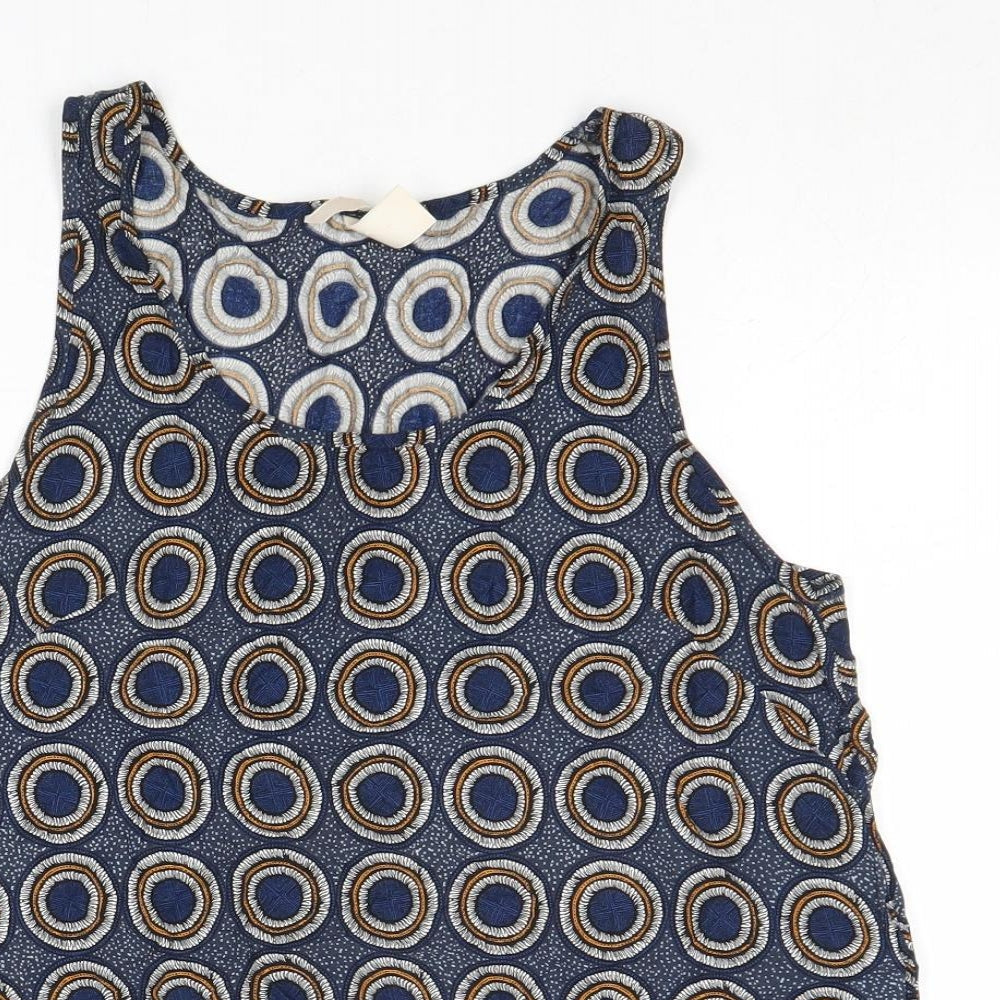 H&M Womens Multicoloured Geometric Polyester Basic Tank Size 6 Scoop Neck