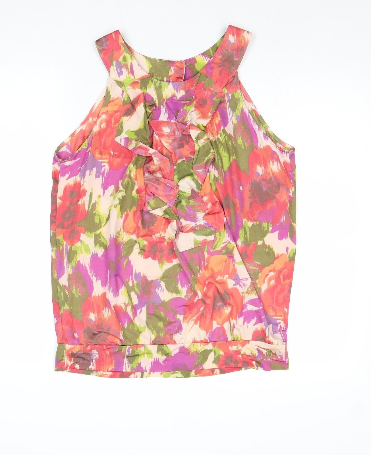 Wallis Womens Multicoloured Polyester Basic Tank Size M Round Neck