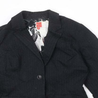 Miss Captain Womens Black Cotton Jacket Suit Jacket Size 10