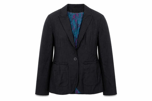 Marks & Spencer Womens Black Herringbone Wool Jacket Blazer Size 10