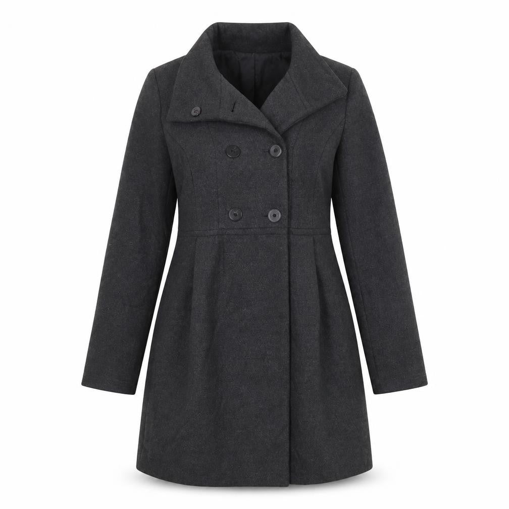 Zara Womens Black Overcoat Coat Size M Button