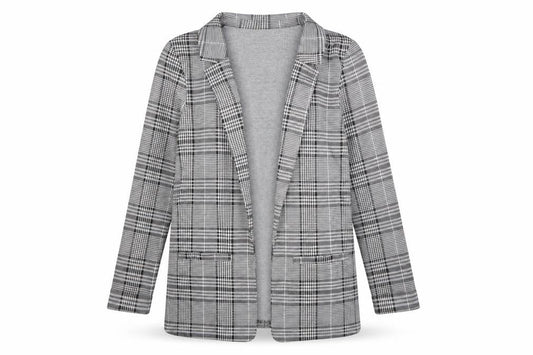 Divided Womens Black Plaid Polyester Jacket Blazer Size S - Open
