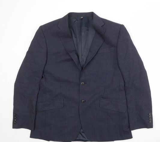 Marks and Spencer Mens Blue Striped Polyester Jacket Suit Jacket Size 42 Regular
