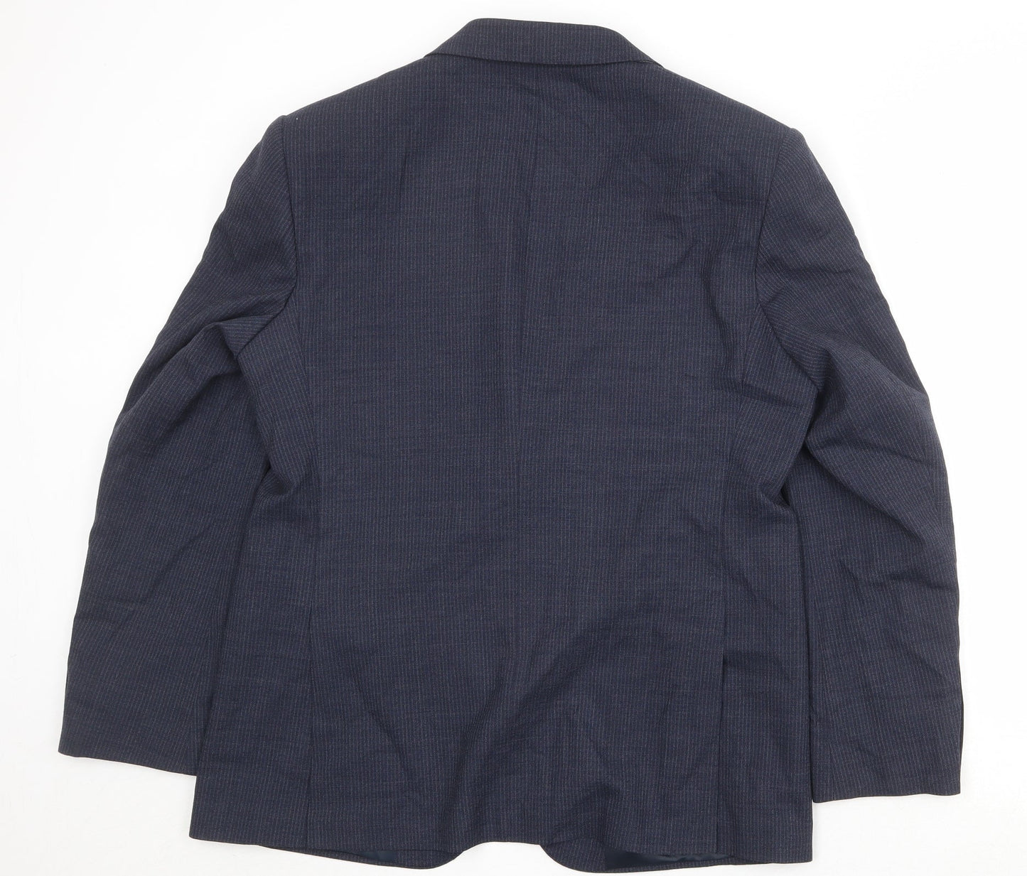 Marks and Spencer Mens Blue Striped Polyester Jacket Suit Jacket Size 42 Regular