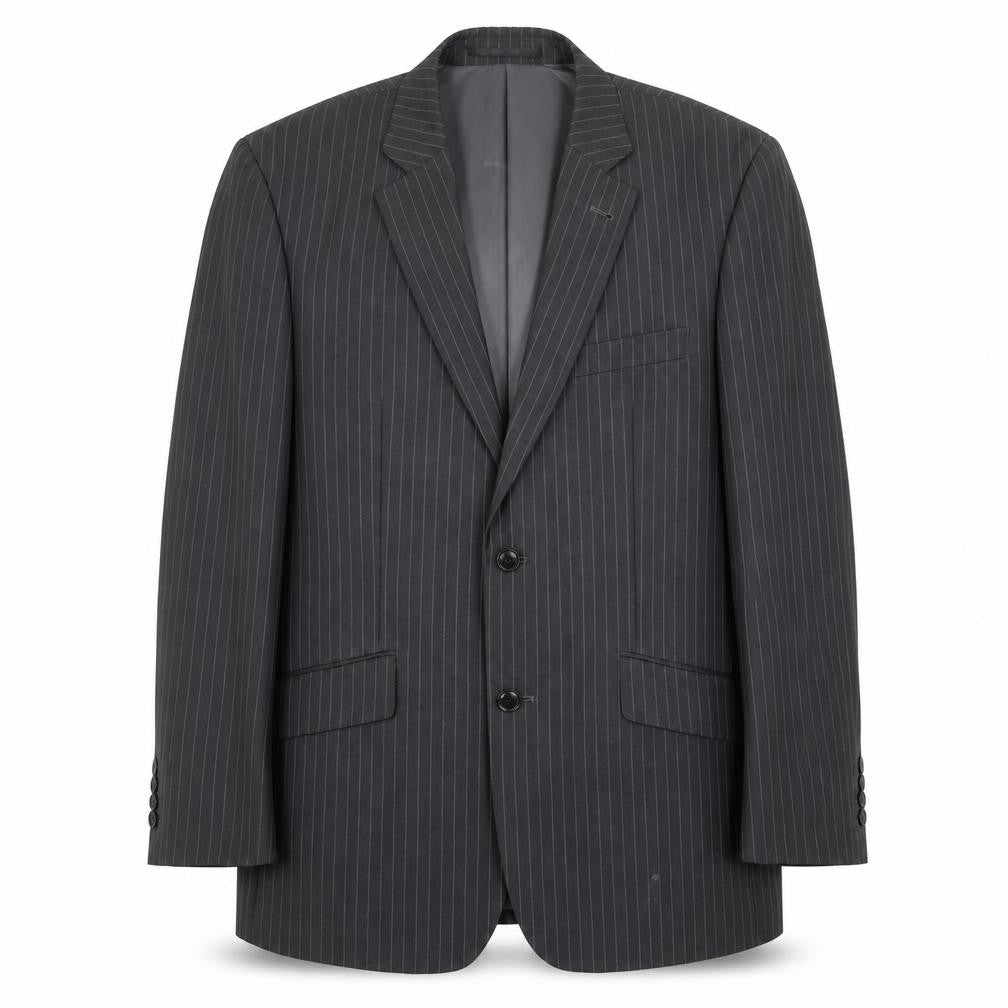Charlton Grey Mens Grey Striped Polyester Jacket Suit Jacket Size 42 Regular