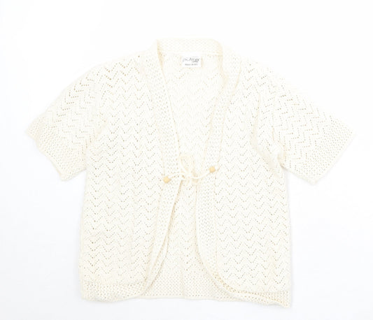 Pulse Womens Beige V-Neck Acrylic Cardigan Jumper Size S