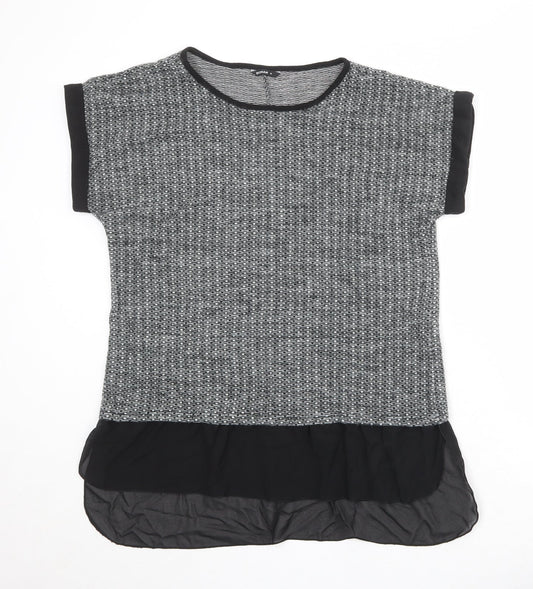 Roman Womens Grey Boat Neck Geometric Acrylic Pullover Jumper Size M