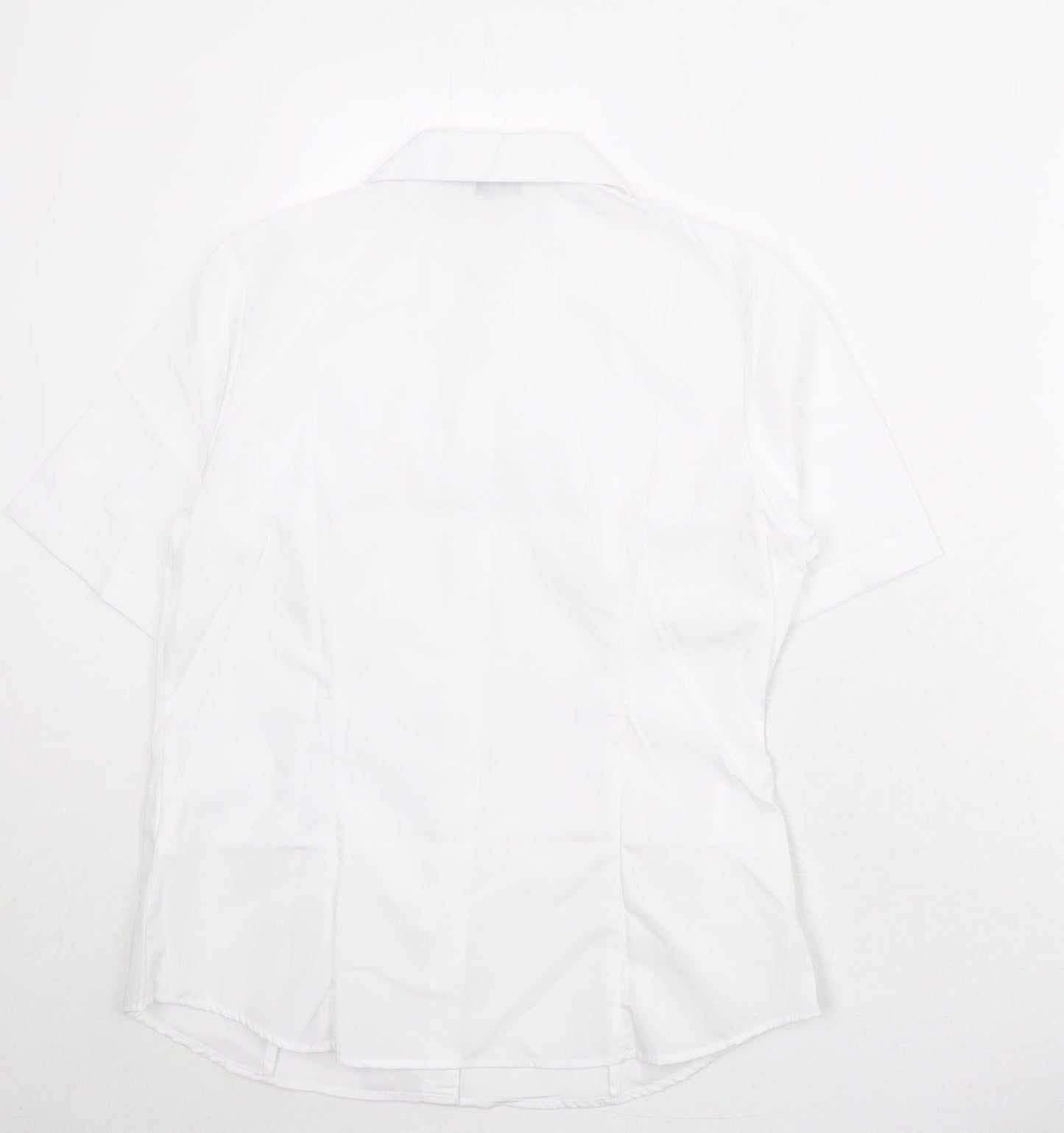 Disley Womens White Polyester Basic Button-Up Size 12 Collared