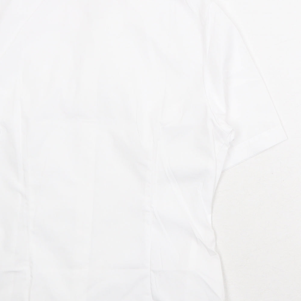 Disley Womens White Polyester Basic Button-Up Size 12 Collared