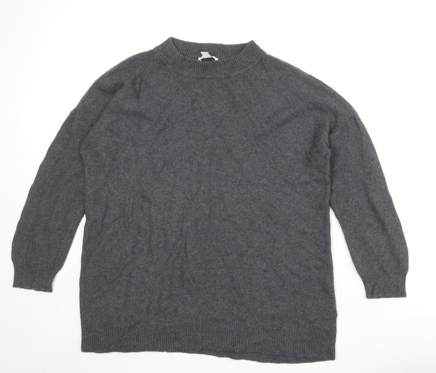 Daily Ritual Womens Grey Mock Neck Viscose Pullover Jumper Size L