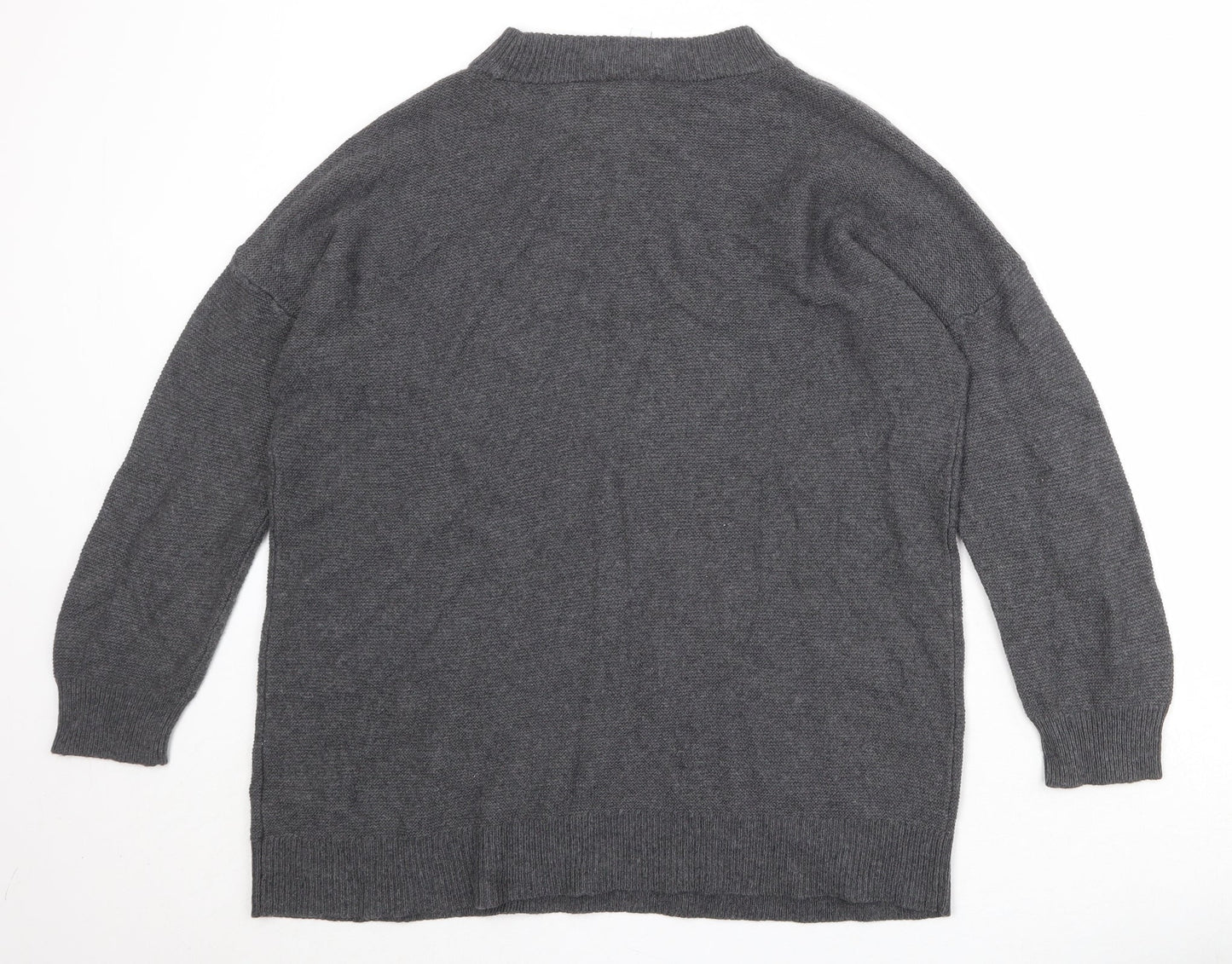Daily Ritual Womens Grey Mock Neck Viscose Pullover Jumper Size L