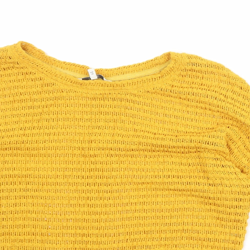 NEXT Womens Yellow Boat Neck Polyester Pullover Jumper Size 12