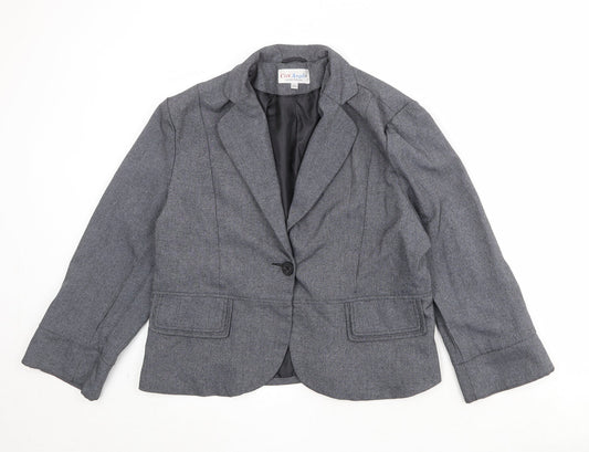 City Angels Womens Grey Polyester Jacket Suit Jacket Size 22