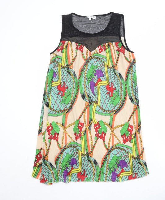 Jaune Rouge Womens Multicoloured Geometric Polyester Trapeze & Swing Size S Round Neck Pullover