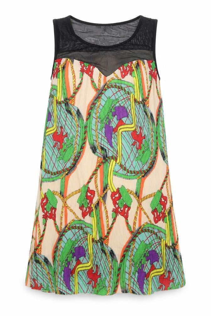 Jaune Rouge Womens Multicoloured Geometric Polyester Trapeze & Swing Size S Round Neck Pullover