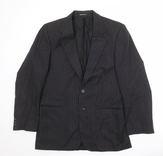 St Michael Mens Black Striped Wool Jacket Suit Jacket Size 38 Regular