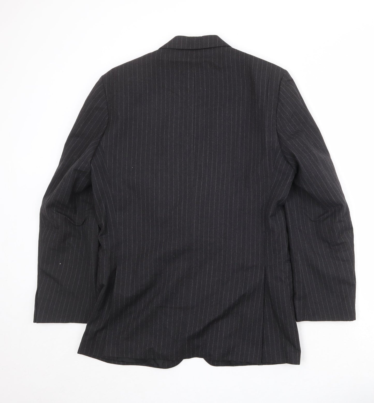 St Michael Mens Black Striped Wool Jacket Suit Jacket Size 38 Regular