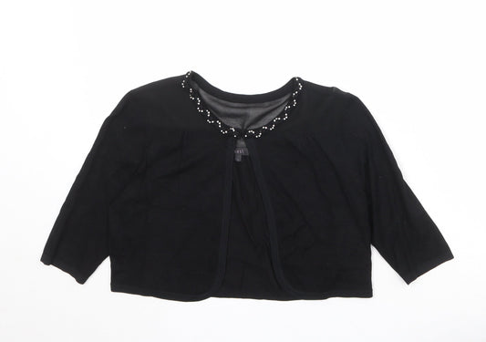 Coast Womens Black Boat Neck Viscose Shrug Jumper Size M - Embellished Neckline