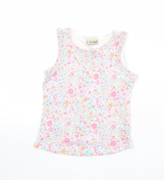 NEXT Girls Multicoloured Floral 100% Cotton Pullover Tank Size 3-4 Years Boat Neck Pullover