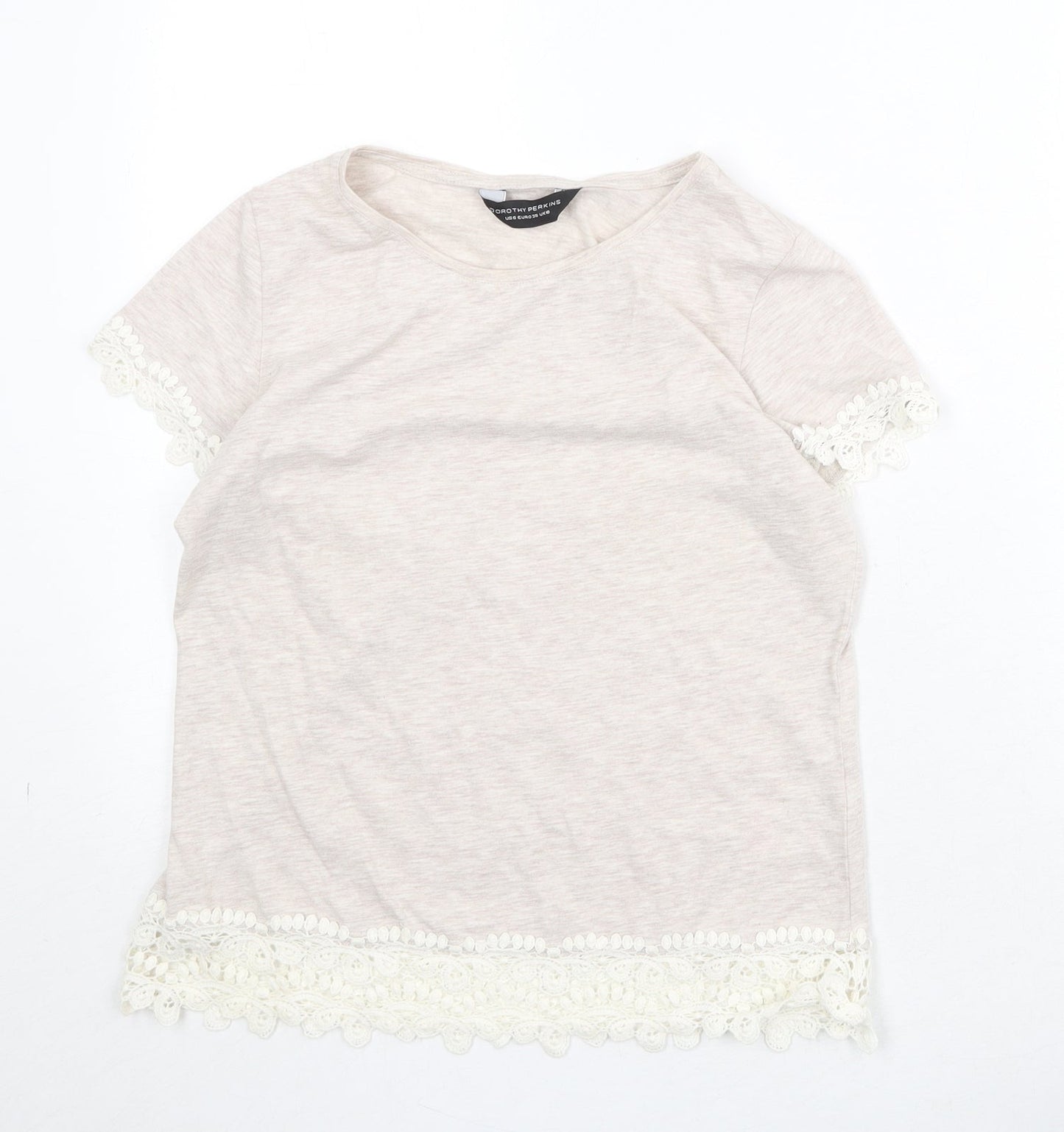 Dorothy Perkins Womens Beige Polyester Basic T-Shirt Size 12 Round Neck