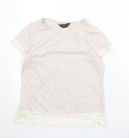 Dorothy Perkins Womens Beige Polyester Basic T-Shirt Size 12 Round Neck