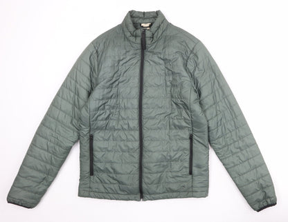 H&M Womens Green Quilted Jacket Size S Zip