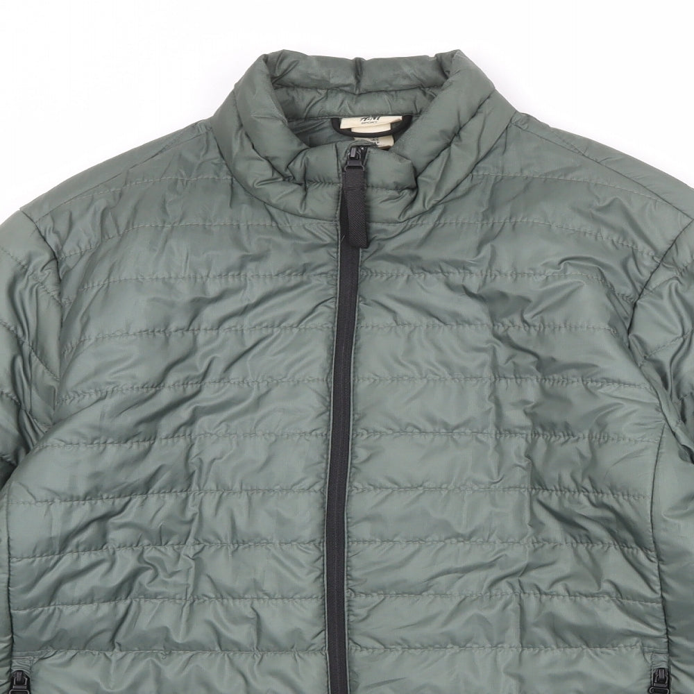 H&M Womens Green Quilted Jacket Size S Zip