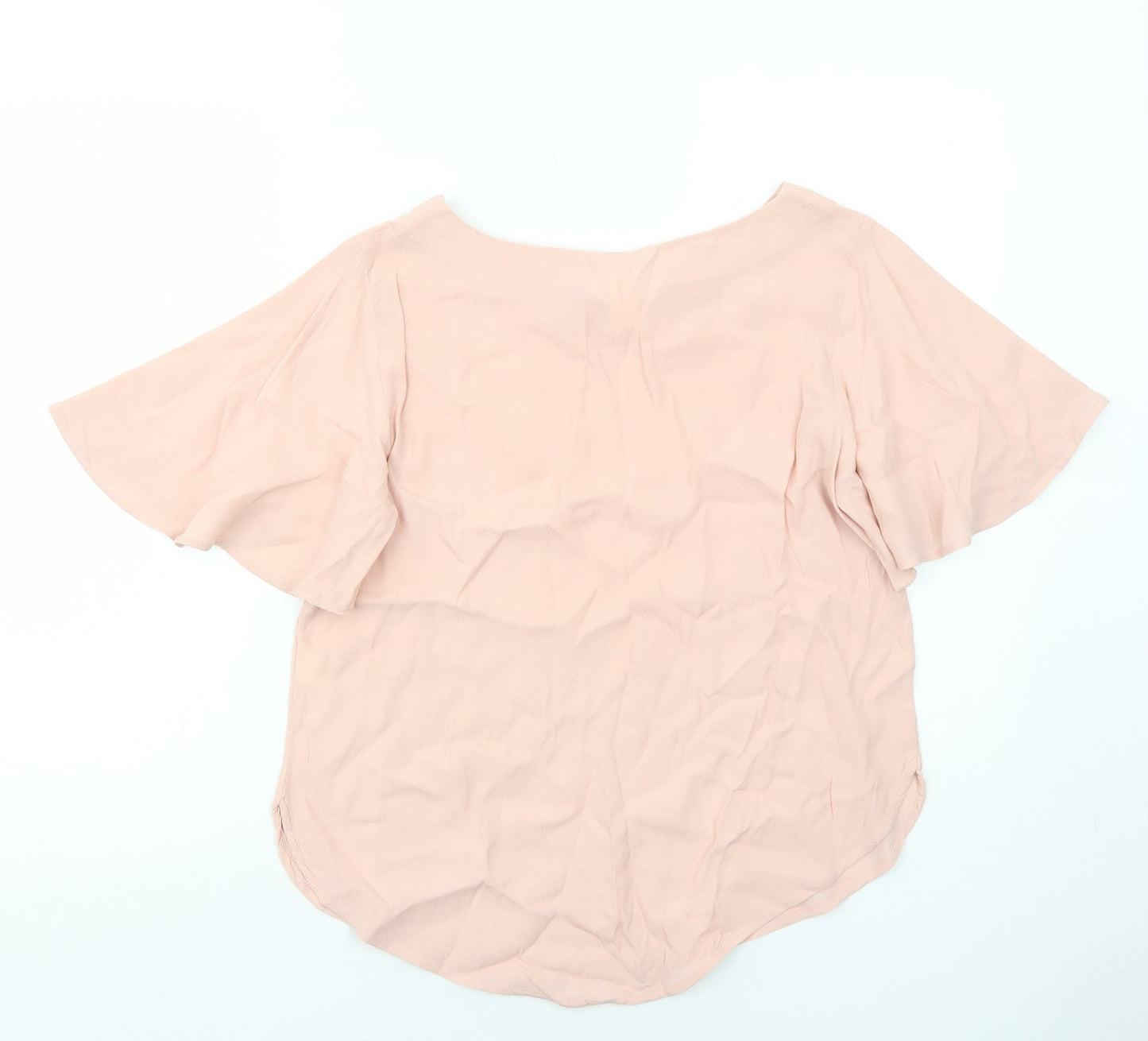H&M Womens Pink Viscose Basic T-Shirt Size 6 Boat Neck