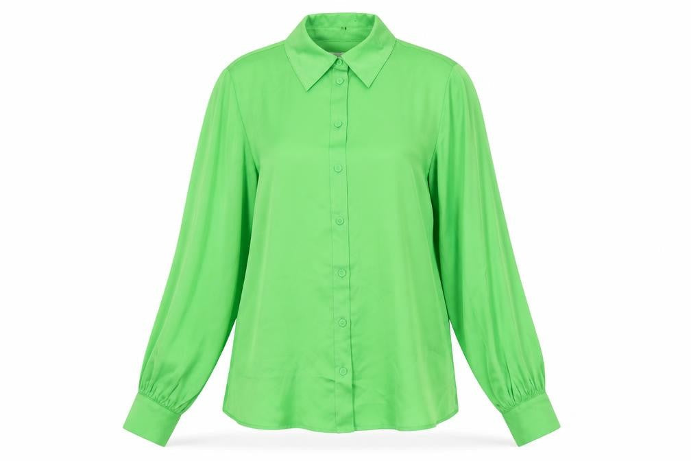 Marks & Spencer Womens Green Polyester Basic Button-Up Size 6 Collared