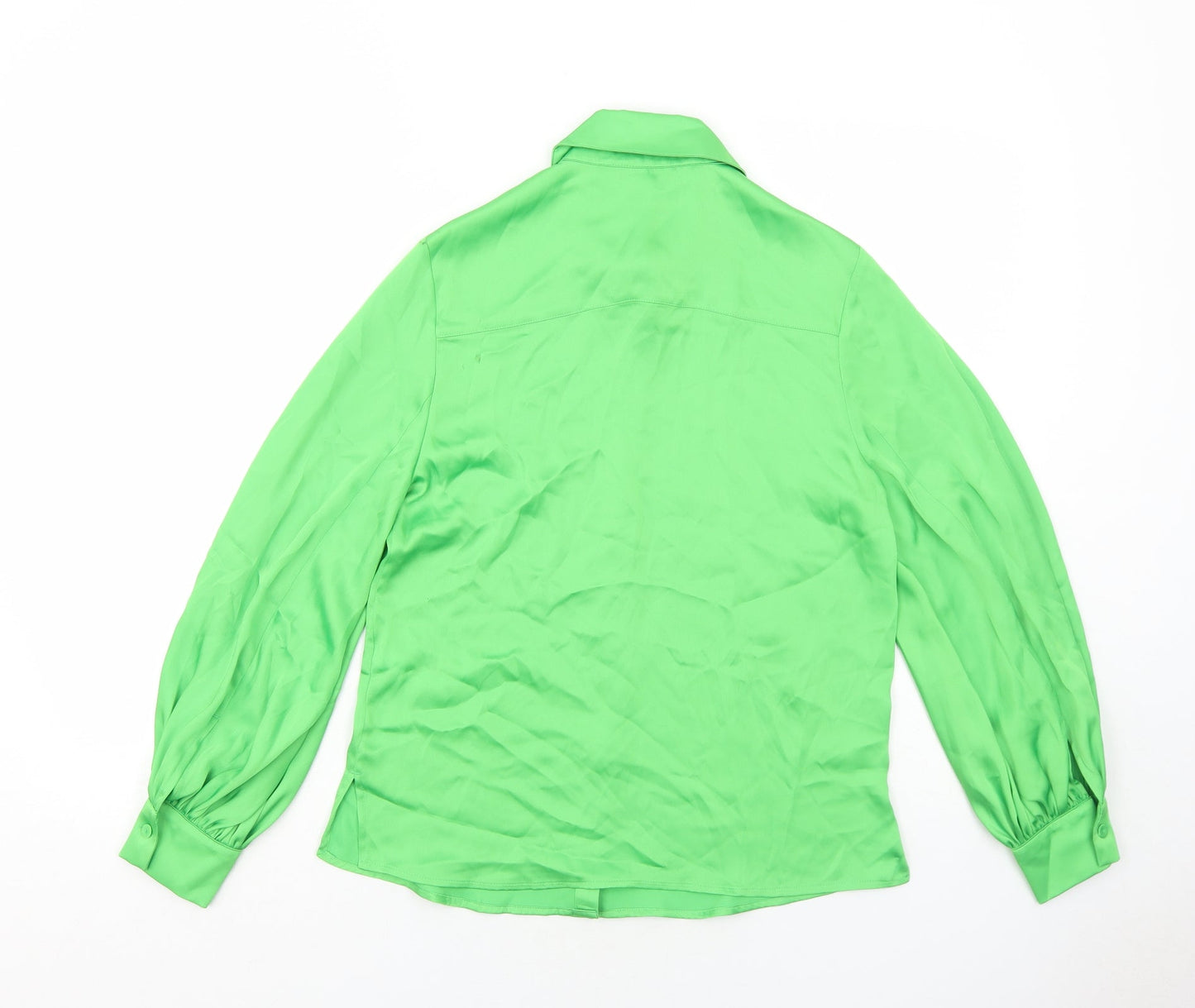 Marks and Spencer Womens Green Polyester Basic Button-Up Size 6 Collared